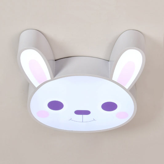 Bunny Girls Bedroom Flush Mount Light Acrylic Animal Ceiling Fixture in White Finish White Clearhalo 'Ceiling Lights' 'Close To Ceiling Lights' 'Close to ceiling' 'Flush mount' Lighting' 185766