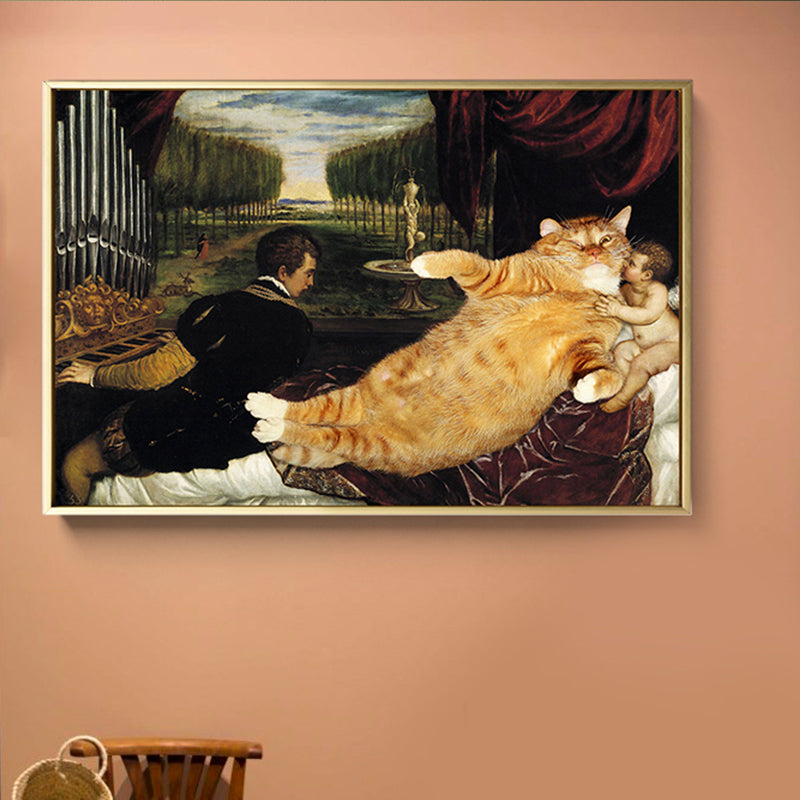 Mixed Media Cat Spoof Canvas Wall Art for Sitting Room, Multiple Sizes Available Clearhalo 'Arts' 'Canvas Art' 1858131