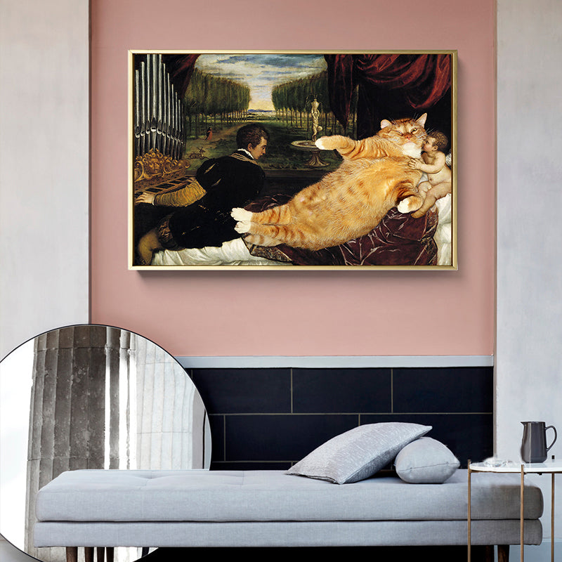 Mixed Media Cat Spoof Canvas Wall Art for Sitting Room, Multiple Sizes Available Clearhalo 'Arts' 'Canvas Art' 1858132