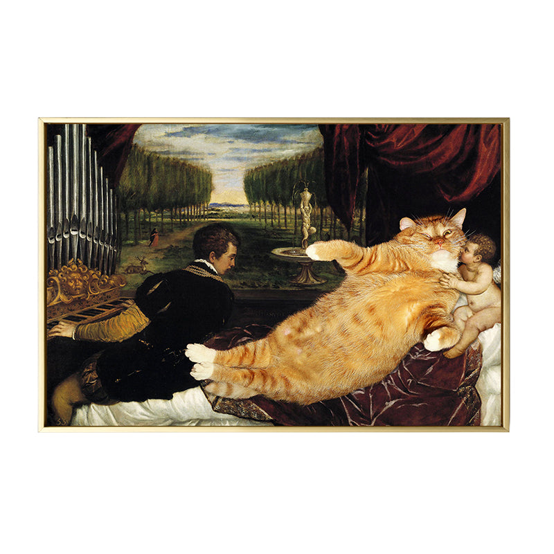 Mixed Media Cat Spoof Canvas Wall Art for Sitting Room, Multiple Sizes Available Clearhalo 'Arts' 'Canvas Art' 1858133