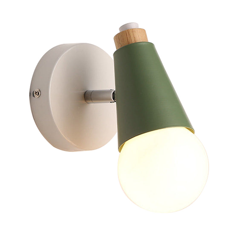 Bedside Hallway Sweet Cone Wall Light Metal One Light Nordic Style Rotatable Wall Lamp Clearhalo 'Wall Lamps & Sconces' 'Wall Lights' Lighting' 185821