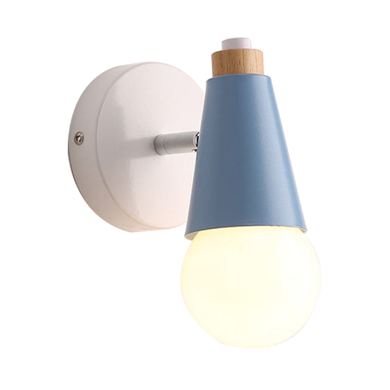 Bedside Hallway Sweet Cone Wall Light Metal One Light Nordic Style Rotatable Wall Lamp Clearhalo 'Wall Lamps & Sconces' 'Wall Lights' Lighting' 185824