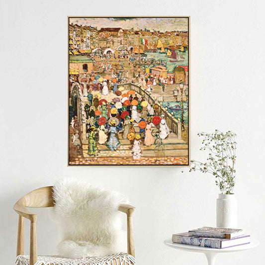 Grand City Scape Canvas Print Impressionism Poetic Landscape Wall Art in Brown for Home