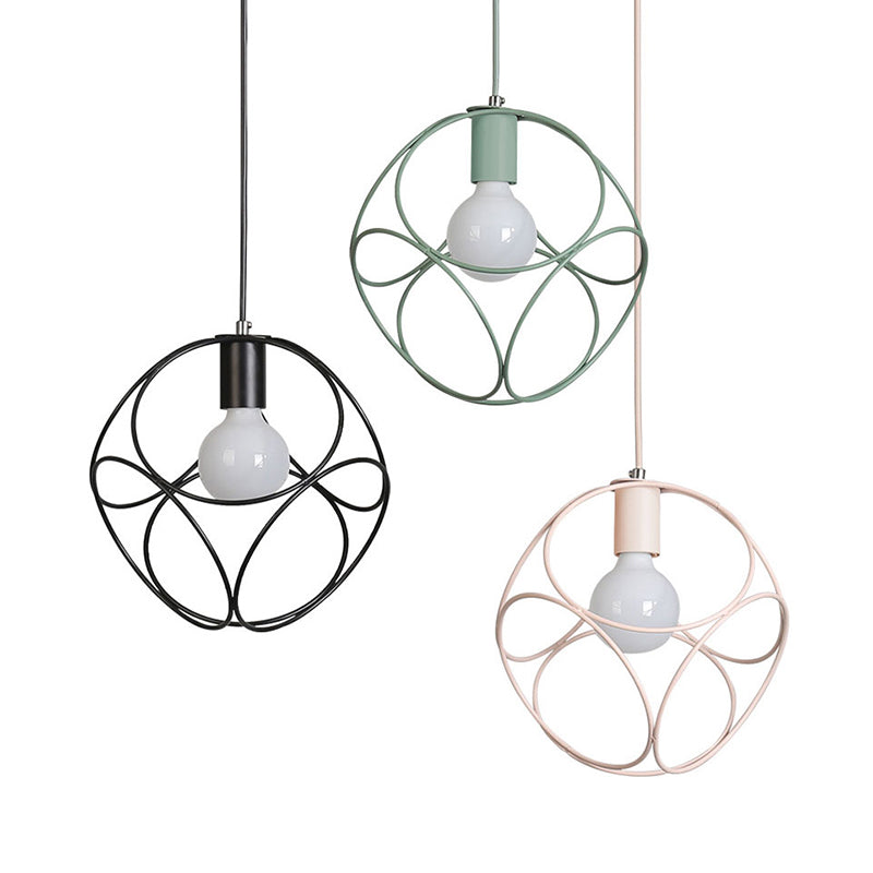 Macaron Globe Wire Frame Suspension Light 1 Light Metal Pendant Light for Child Bedroom Clearhalo 'Ceiling Lights' 'Modern Pendants' 'Modern' 'Pendant Lights' 'Pendants' Lighting' 185834