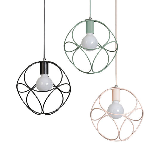 Macaron Globe Wire Frame Suspension Light 1 Light Metal Pendant Light for Child Bedroom Clearhalo 'Ceiling Lights' 'Modern Pendants' 'Modern' 'Pendant Lights' 'Pendants' Lighting' 185834