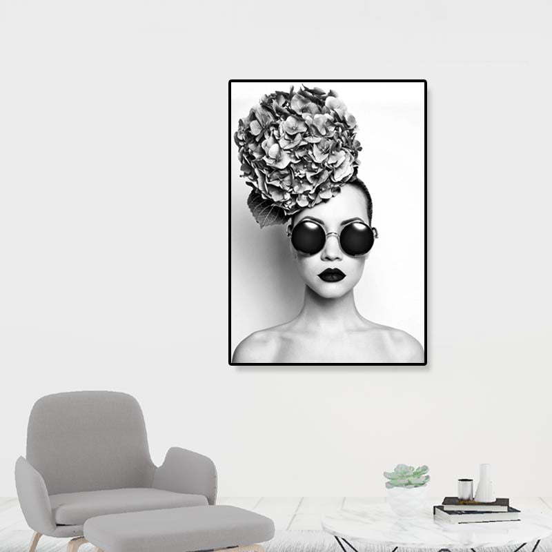 Photo Fashionable Girl Wall Decor Figure Glam Textured Canvas Art Print for Rest Room Clearhalo 'Arts' 'Canvas Art' 1858351