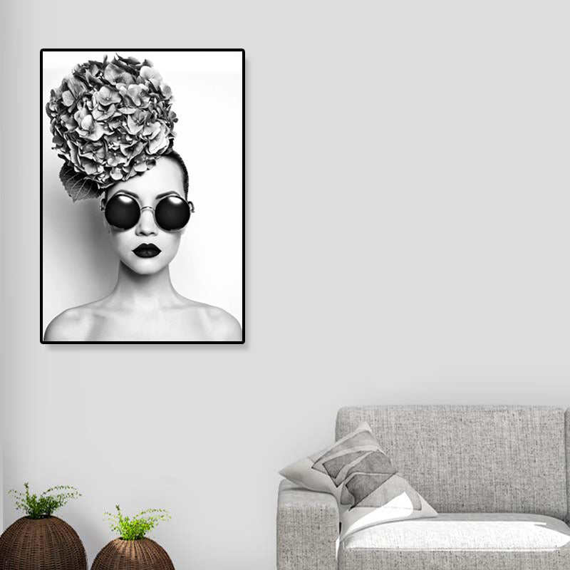 Photo Fashionable Girl Wall Decor Figure Glam Textured Canvas Art Print for Rest Room Clearhalo 'Arts' 'Canvas Art' 1858352