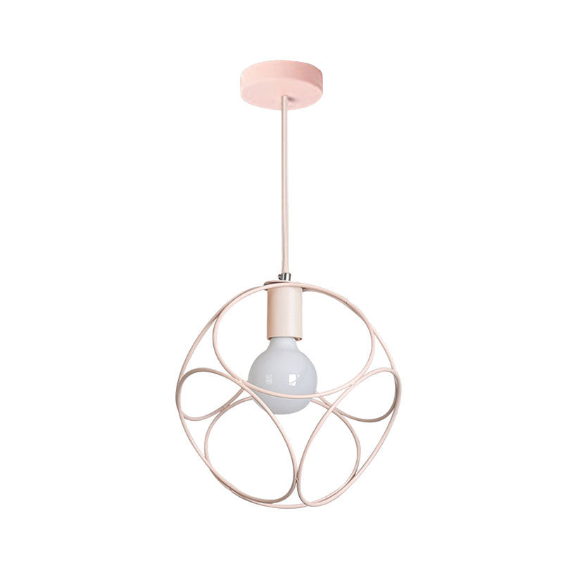 Macaron Globe Wire Frame Suspension Light 1 Light Metal Pendant Light for Child Bedroom Clearhalo 'Ceiling Lights' 'Modern Pendants' 'Modern' 'Pendant Lights' 'Pendants' Lighting' 185838