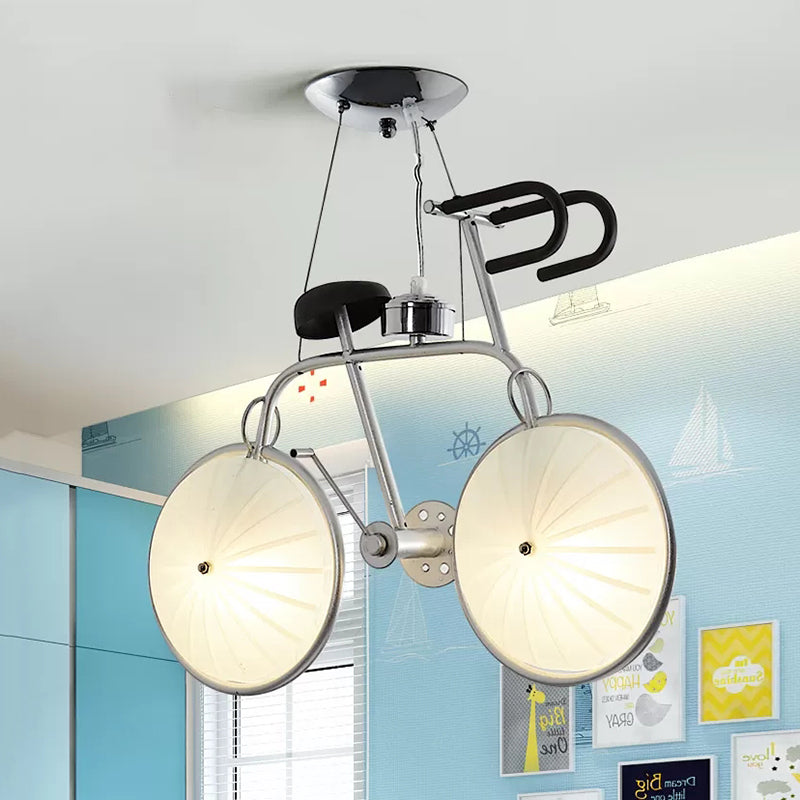 Creative Bicycle Hanging Light Metal Acrylic Chrome Chandelier for Boys Girls Bedroom Clearhalo 'Ceiling Lights' 'Chandeliers' Lighting' options 185839