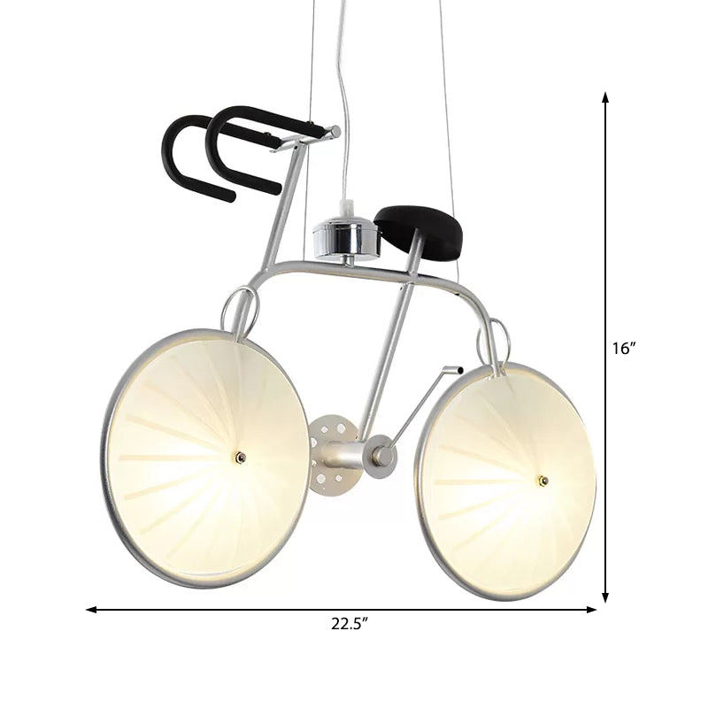 Creative Bicycle Hanging Light Metal Acrylic Chrome Chandelier for Boys Girls Bedroom Clearhalo 'Ceiling Lights' 'Chandeliers' Lighting' options 185842