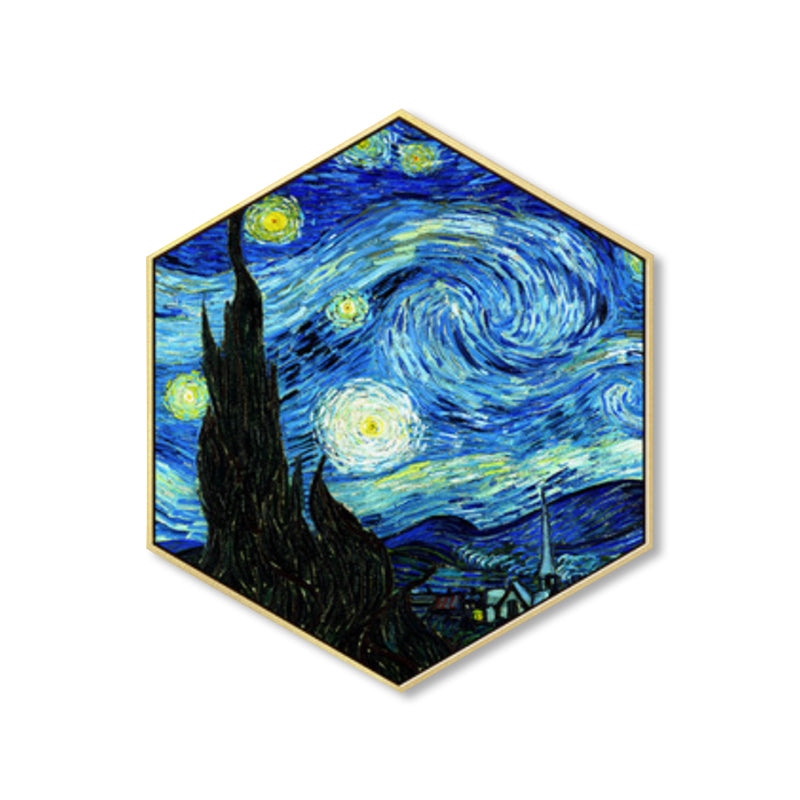 Blue Starry Night Sky Canvas Textured Impressionism Boys Bedroom Wall Decor, Multiple Sizes Clearhalo 'Arts' 'Canvas Art' 1858516