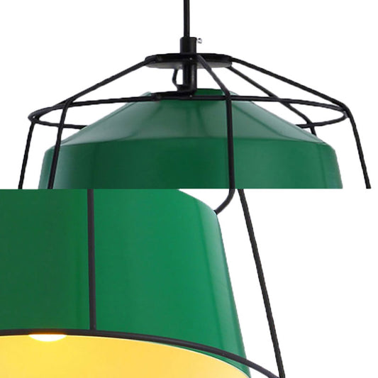 Barn Shaped Kitchen Pendant Light with Cage Metal Single Light Traditional Hanging Lamp in Forest Green Clearhalo 'Ceiling Lights' 'Modern Pendants' 'Modern' 'Pendant Lights' 'Pendants' Lighting' 185862