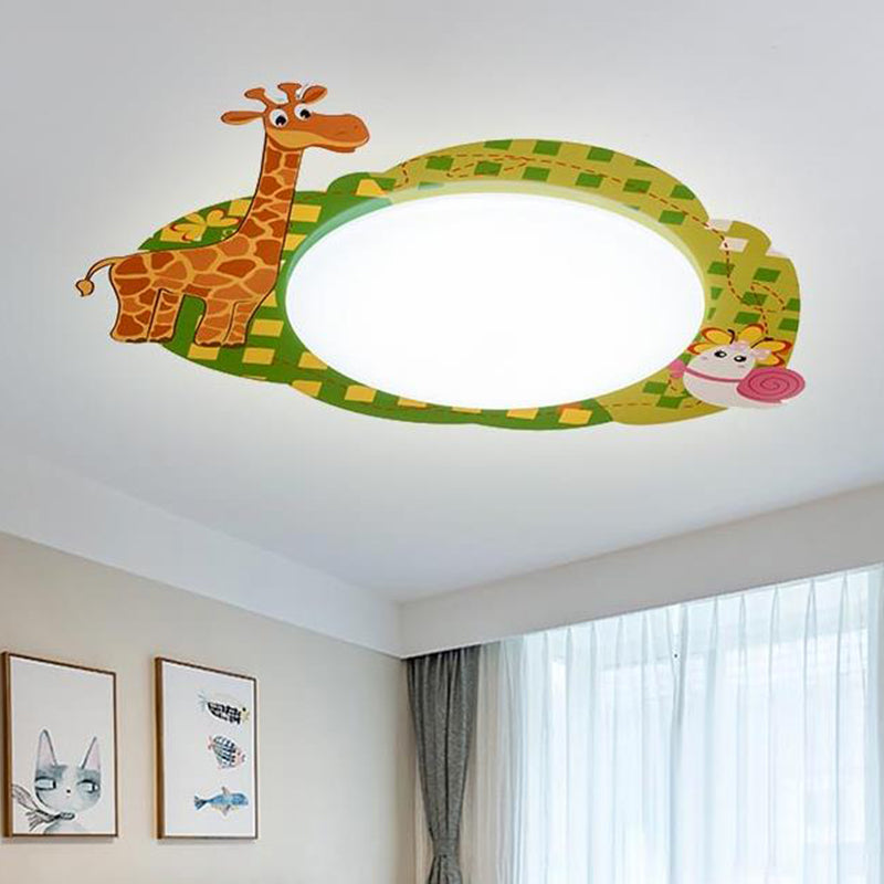 Lovely Green Ceiling Fixture Giraffe & Snail Acrylic Flush Mount Light for Study Room Clearhalo 'Ceiling Lights' 'Close To Ceiling Lights' 'Close to ceiling' 'Flush mount' Lighting' 185864