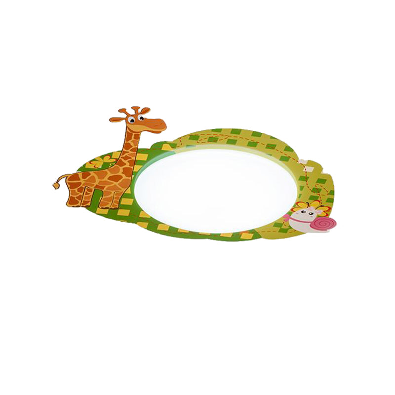 Lovely Green Ceiling Fixture Giraffe & Snail Acrylic Flush Mount Light for Study Room Clearhalo 'Ceiling Lights' 'Close To Ceiling Lights' 'Close to ceiling' 'Flush mount' Lighting' 185865