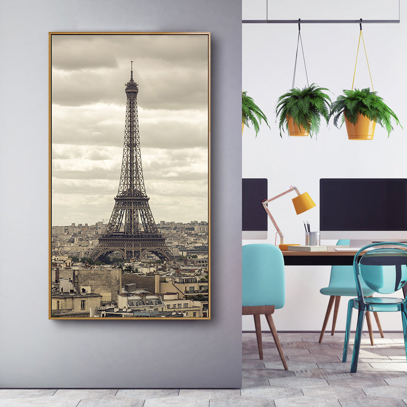 Eiffel Tower Scene Canvas Print Global Inspired Style Textured Wall Art Decor in Brown Brown Clearhalo 'Arts' 'Canvas Art' 1858728