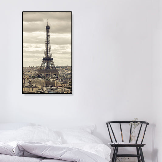 Eiffel Tower Scene Canvas Print Global Inspired Style Textured Wall Art Decor in Brown Clearhalo 'Arts' 'Canvas Art' 1858729