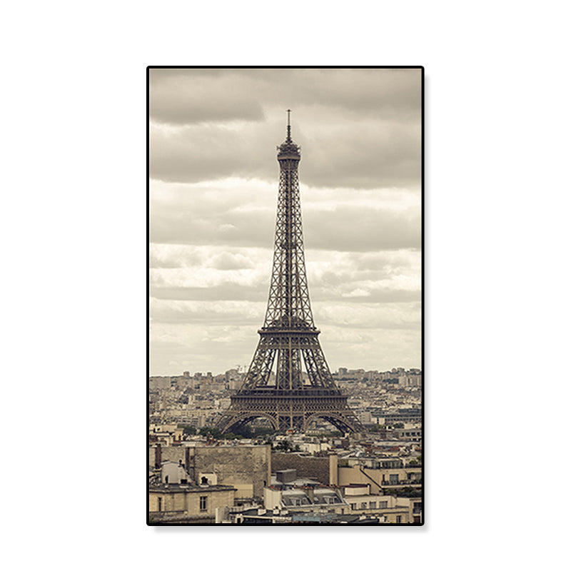 Eiffel Tower Scene Canvas Print Global Inspired Style Textured Wall Art Decor in Brown Clearhalo 'Arts' 'Canvas Art' 1858731