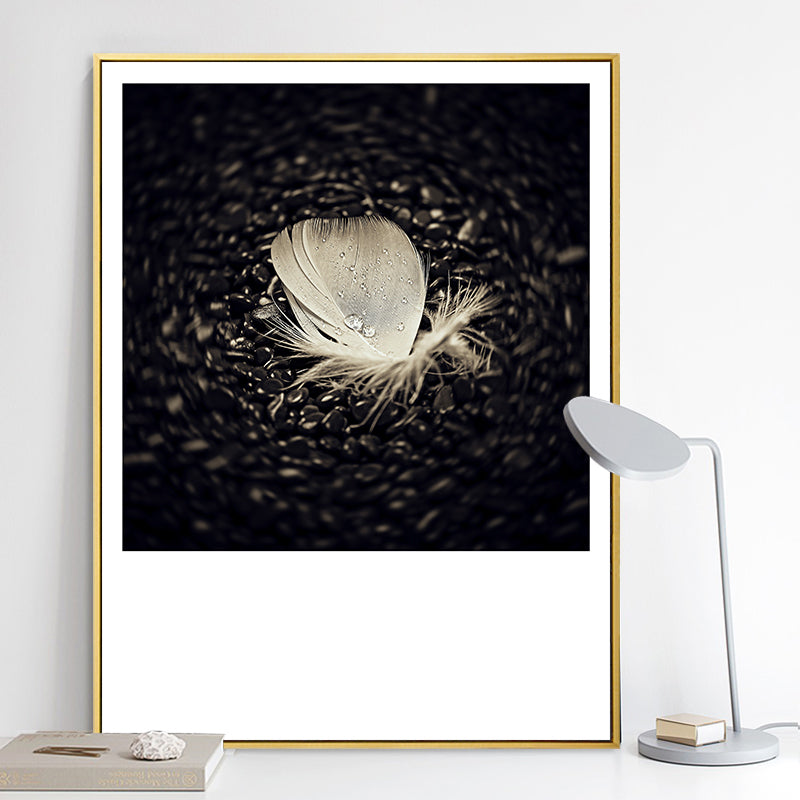 Dark Glam Wall Art Print Photograph Feather Canvas for Room, Multiple Size Options Black Clearhalo 'Arts' 'Canvas Art' 1858766