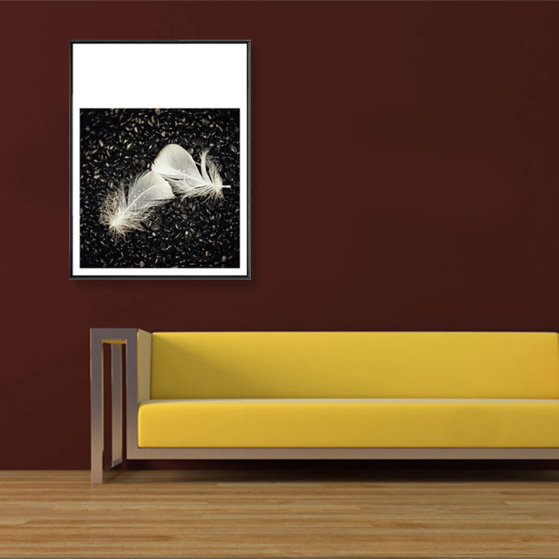 Dark Glam Wall Art Print Photograph Feather Canvas for Room, Multiple Size Options Gold Clearhalo 'Arts' 'Canvas Art' 1858772