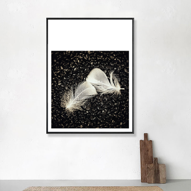 Dark Glam Wall Art Print Photograph Feather Canvas for Room, Multiple Size Options Clearhalo 'Arts' 'Canvas Art' 1858774