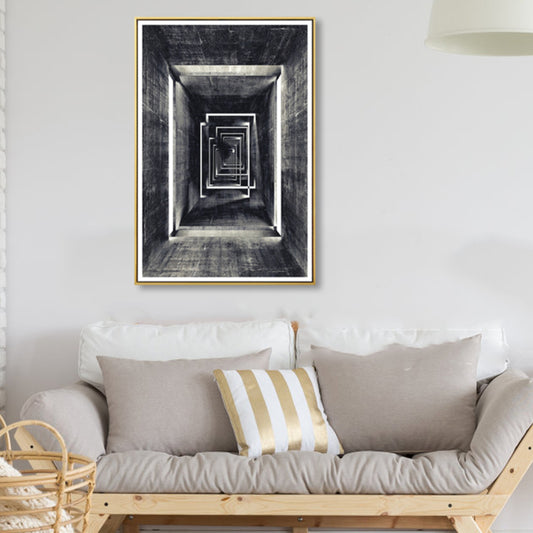 Grey Photographic Corridor Wall Art Textured Modernism House Interior Canvas Print Clearhalo 'Art Gallery' 'Canvas Art' 'Contemporary Art Gallery' 'Modern' Arts' 1858987