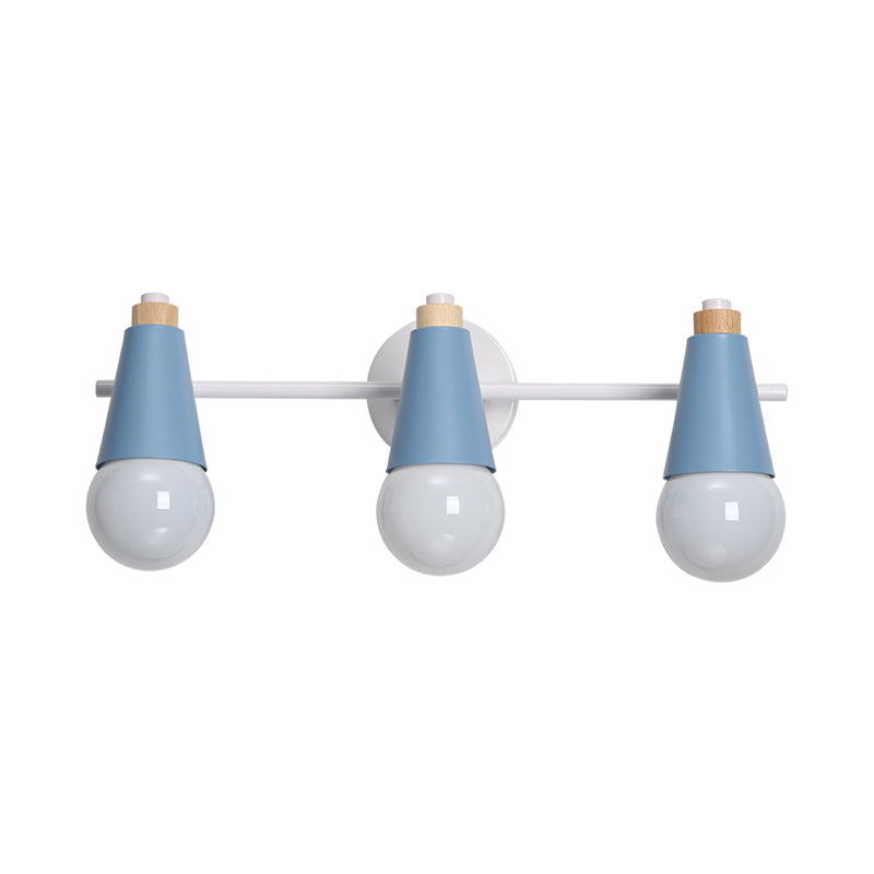 3-Bulb Sweet Cone Wall Sconce Nordic Stylish Metal Wall Light for Study Room Hallway Clearhalo 'Wall Lamps & Sconces' 'Wall Lights' Lighting' 185900