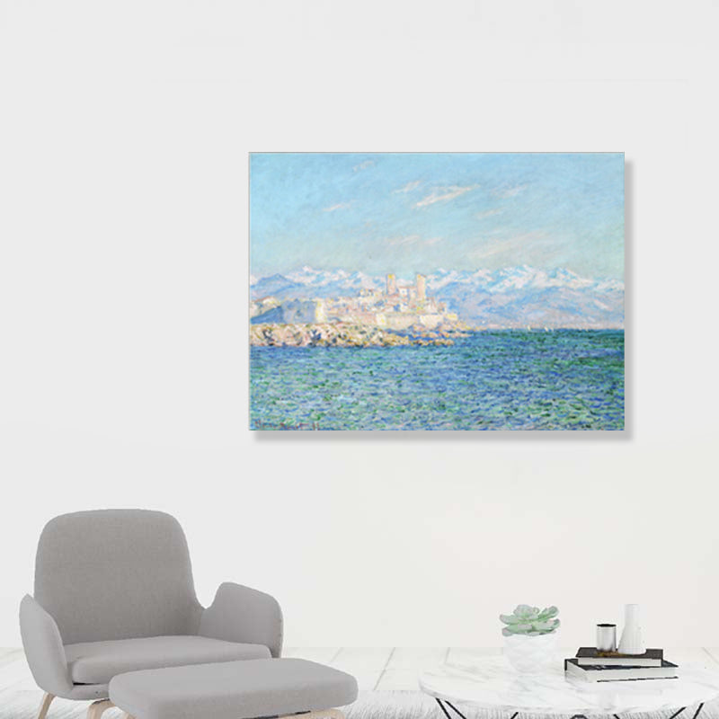 Impressionism Mountain-Side Ocean View Wall Decor Bedroom Canvas Art in Light Color Blue Clearhalo 'Arts' 'Canvas Art' 1859019