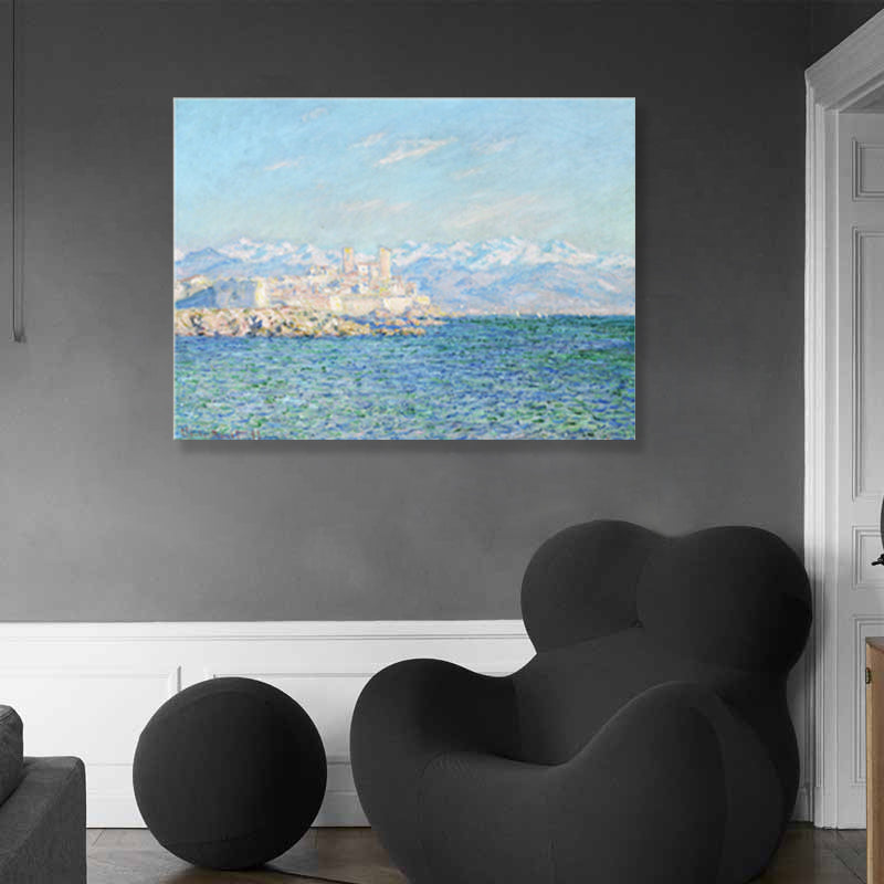 Impressionism Mountain-Side Ocean View Wall Decor Bedroom Canvas Art in Light Color Clearhalo 'Arts' 'Canvas Art' 1859021