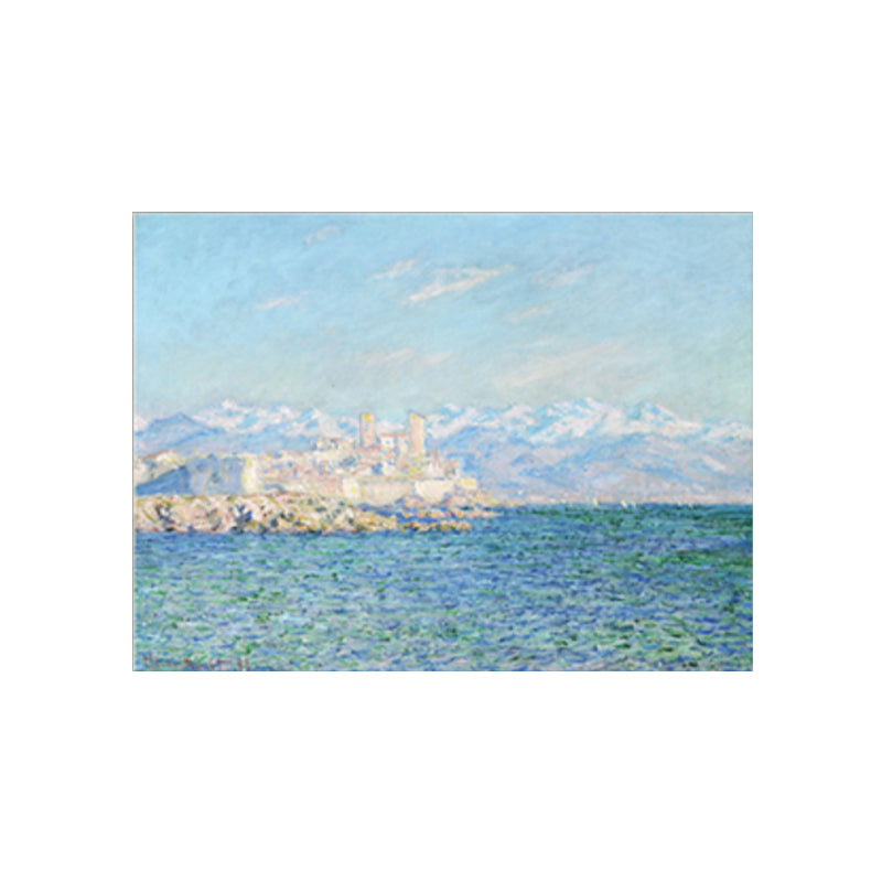 Impressionism Mountain-Side Ocean View Wall Decor Bedroom Canvas Art in Light Color Clearhalo 'Arts' 'Canvas Art' 1859022