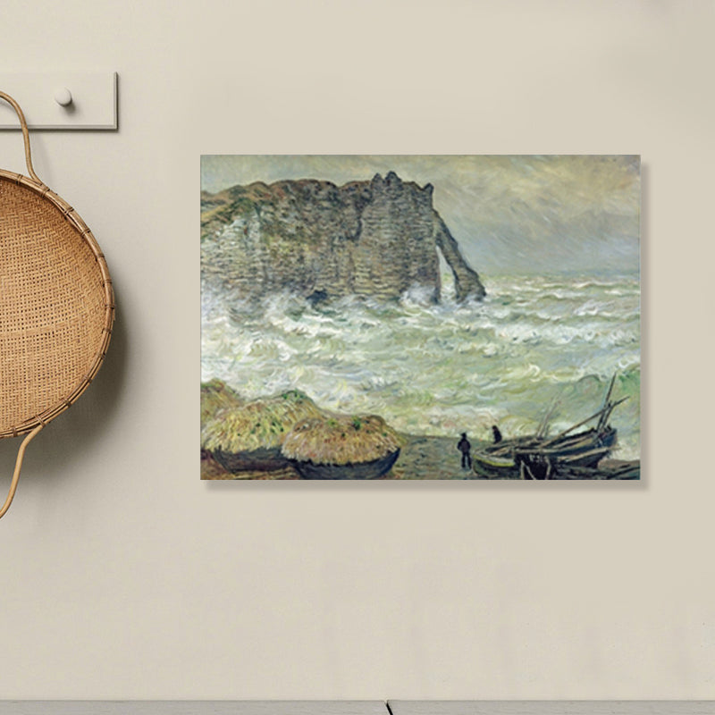 Impressionism Mountain-Side Ocean View Wall Decor Bedroom Canvas Art in Light Color Green Clearhalo 'Arts' 'Canvas Art' 1859027