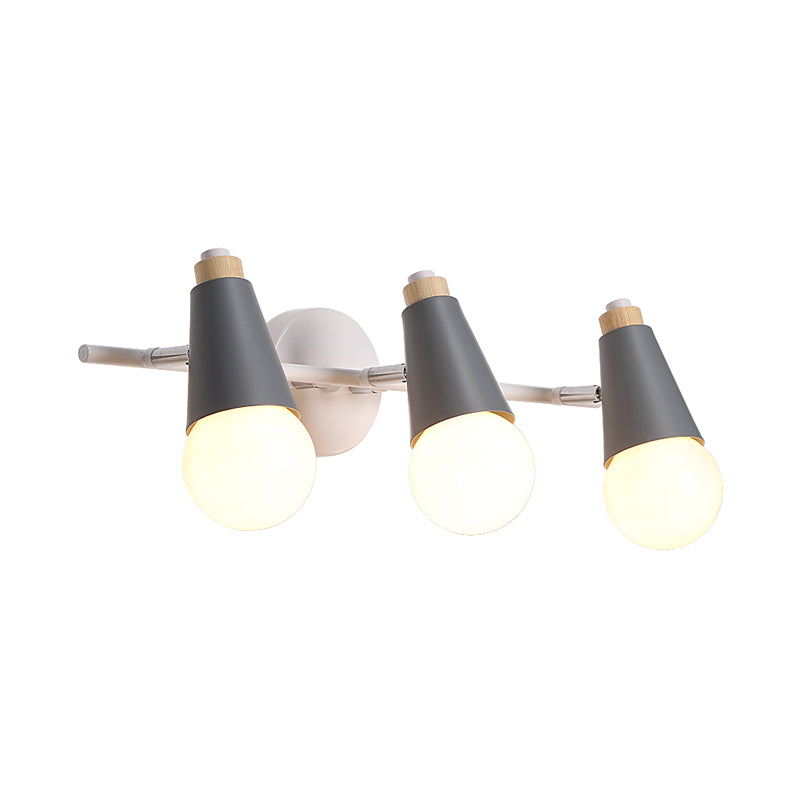 3-Bulb Sweet Cone Wall Sconce Nordic Stylish Metal Wall Light for Study Room Hallway Clearhalo 'Wall Lamps & Sconces' 'Wall Lights' Lighting' 185903