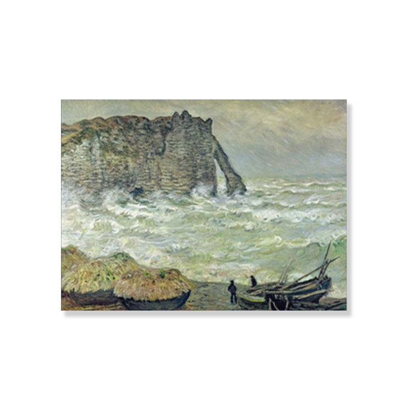 Impressionism Mountain-Side Ocean View Wall Decor Bedroom Canvas Art in Light Color Clearhalo 'Arts' 'Canvas Art' 1859030