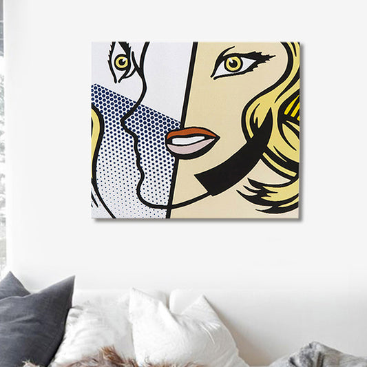 Pop Art Lip Graphic Canvas Soft Color Character Wall Decor for Bedroom, Textured Clearhalo 'Arts' 'Canvas Art' 1859039