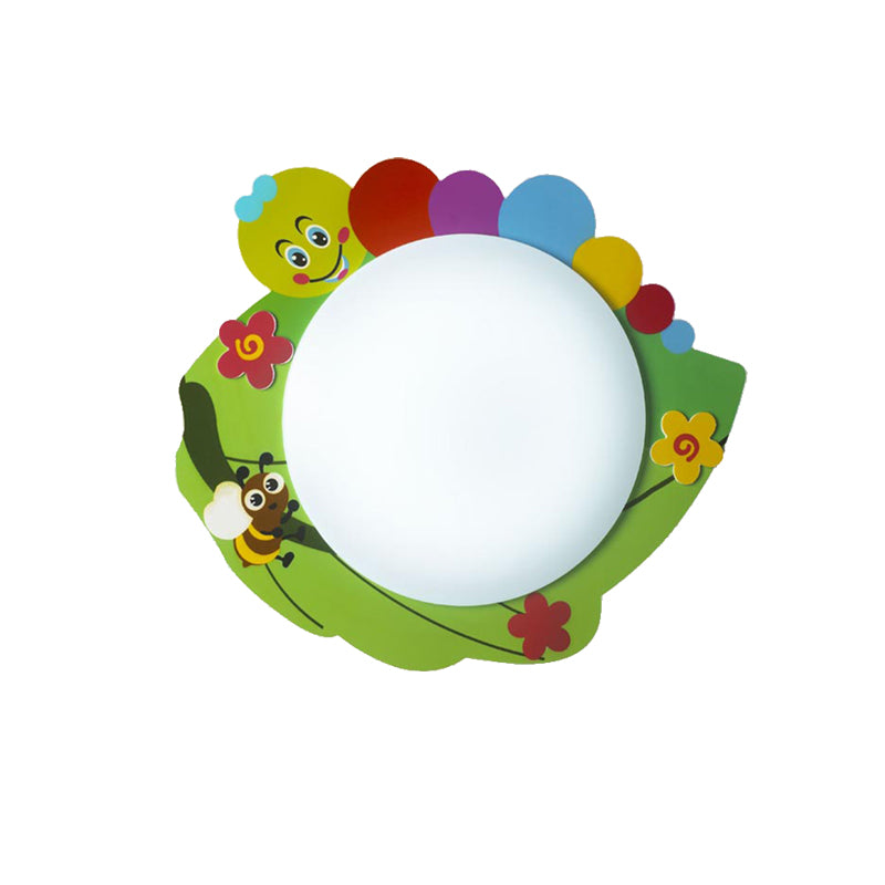 Bee & Flower Ceiling Mount Light Lovely Acrylic Ceiling Lamp in Green for Nursing Room Clearhalo 'Ceiling Lights' 'Close To Ceiling Lights' 'Close to ceiling' 'Flush mount' Lighting' 185914