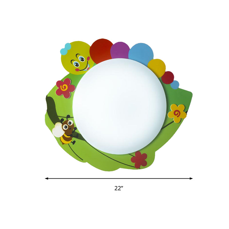 Bee & Flower Ceiling Mount Light Lovely Acrylic Ceiling Lamp in Green for Nursing Room Clearhalo 'Ceiling Lights' 'Close To Ceiling Lights' 'Close to ceiling' 'Flush mount' Lighting' 185915