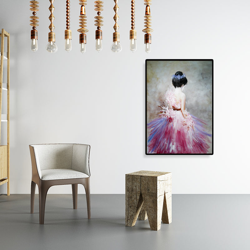 Dance Girl in Dress Canvas Print Soft Color Glam Style Painting for Living Room Clearhalo 'Arts' 'Canvas Art' 1859223