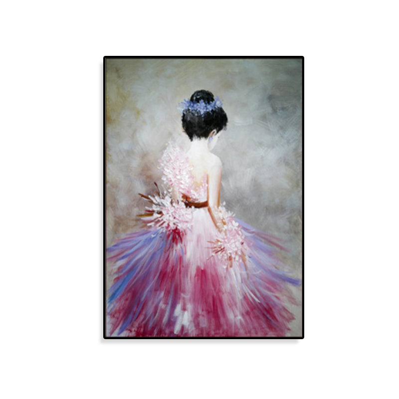 Dance Girl in Dress Canvas Print Soft Color Glam Style Painting for Living Room Clearhalo 'Arts' 'Canvas Art' 1859224