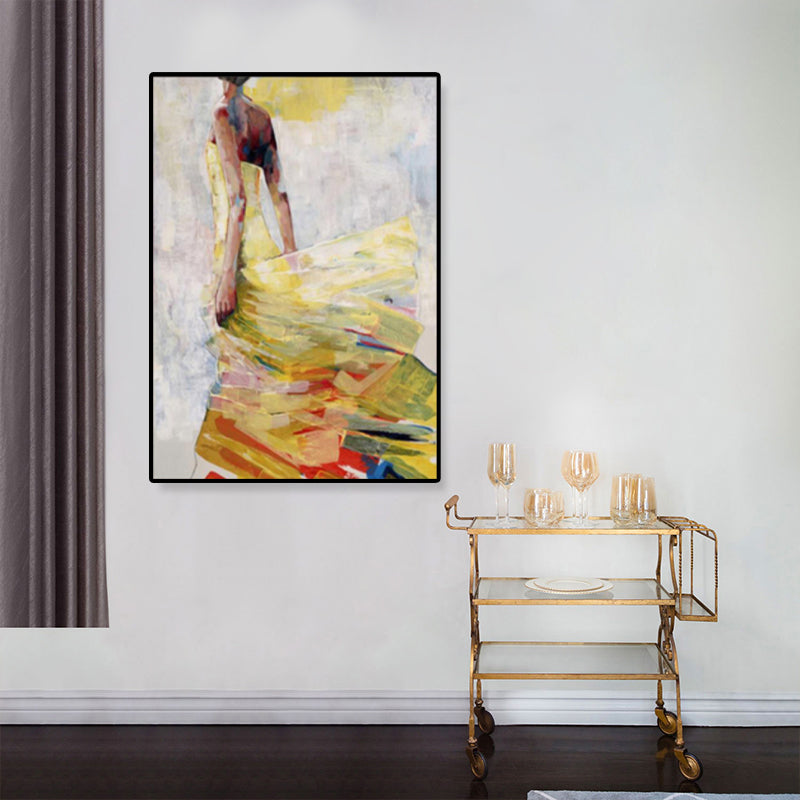 Dance Girl in Dress Canvas Print Soft Color Glam Style Painting for Living Room Clearhalo 'Arts' 'Canvas Art' 1859230