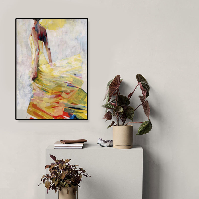 Dance Girl in Dress Canvas Print Soft Color Glam Style Painting for Living Room Clearhalo 'Arts' 'Canvas Art' 1859231