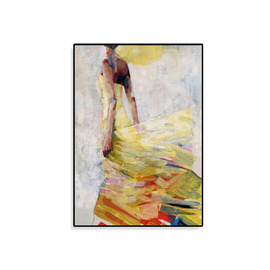 Dance Girl in Dress Canvas Print Soft Color Glam Style Painting for Living Room Clearhalo 'Arts' 'Canvas Art' 1859232