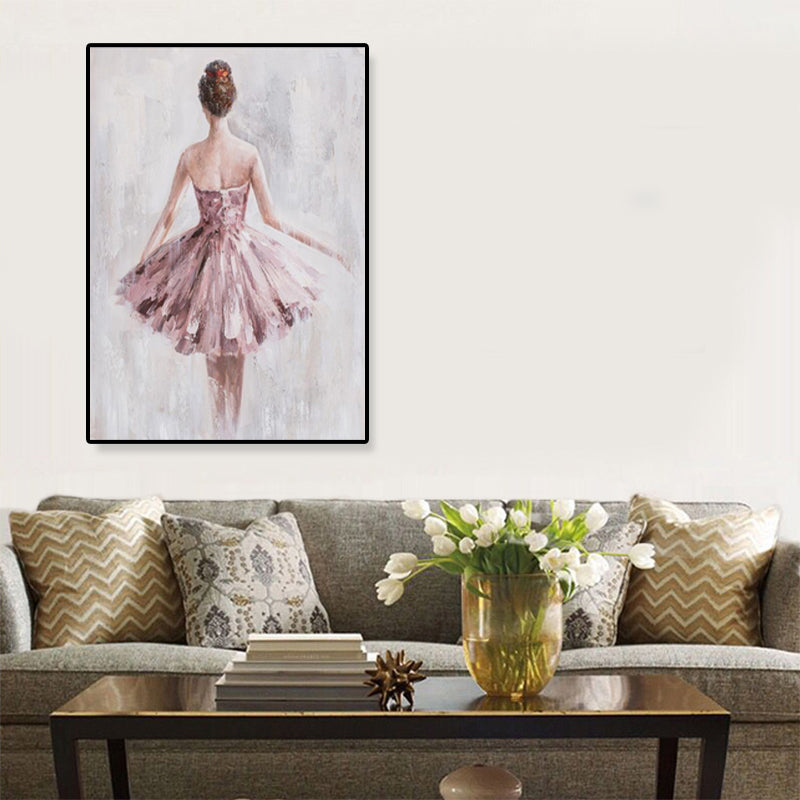 Dance Girl in Dress Canvas Print Soft Color Glam Style Painting for Living Room Clearhalo 'Arts' 'Canvas Art' 1859234