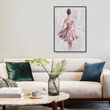 Dance Girl in Dress Canvas Print Soft Color Glam Style Painting for Living Room Clearhalo 'Arts' 'Canvas Art' 1859235