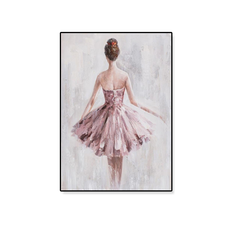 Dance Girl in Dress Canvas Print Soft Color Glam Style Painting for Living Room Clearhalo 'Arts' 'Canvas Art' 1859236