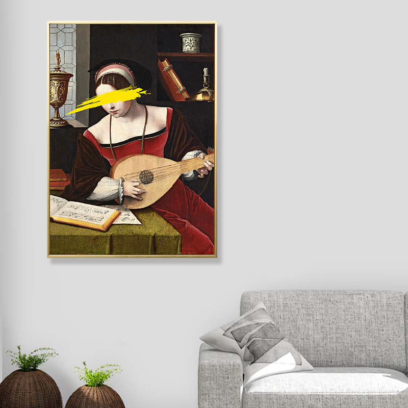 Woman in Red Wall Art Musical Funky Textured Painting for Sitting Room, Multiple Sizes Clearhalo 'Arts' 'Canvas Art' 1859244