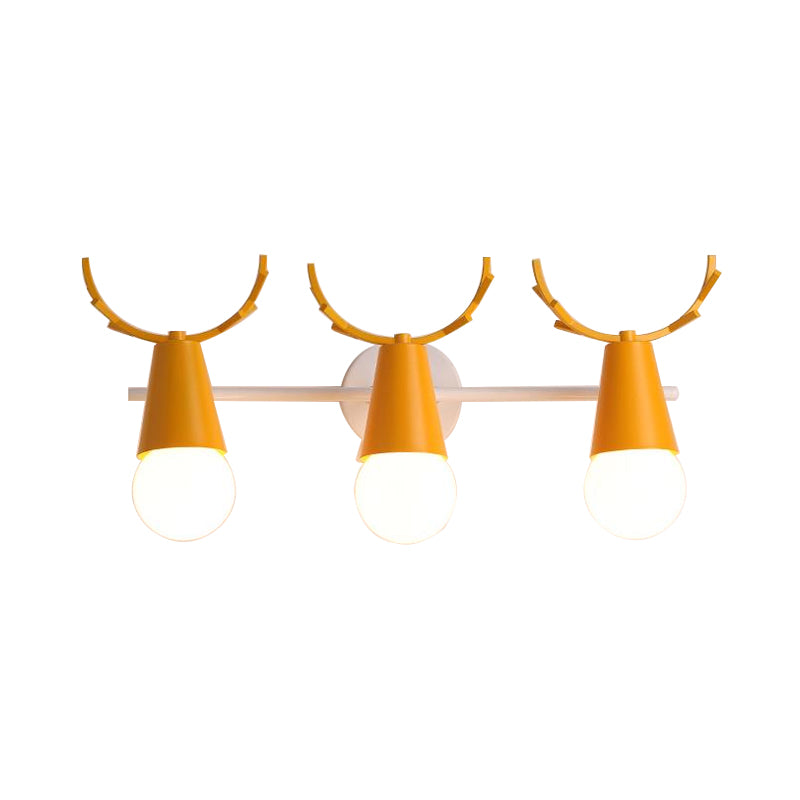 Deer Horn Shaped Wall Light 3 Heads Nordic Style Animal Metal Wall Lamp for Bedroom Clearhalo 'Wall Lamps & Sconces' 'Wall Lights' Lighting' 185925