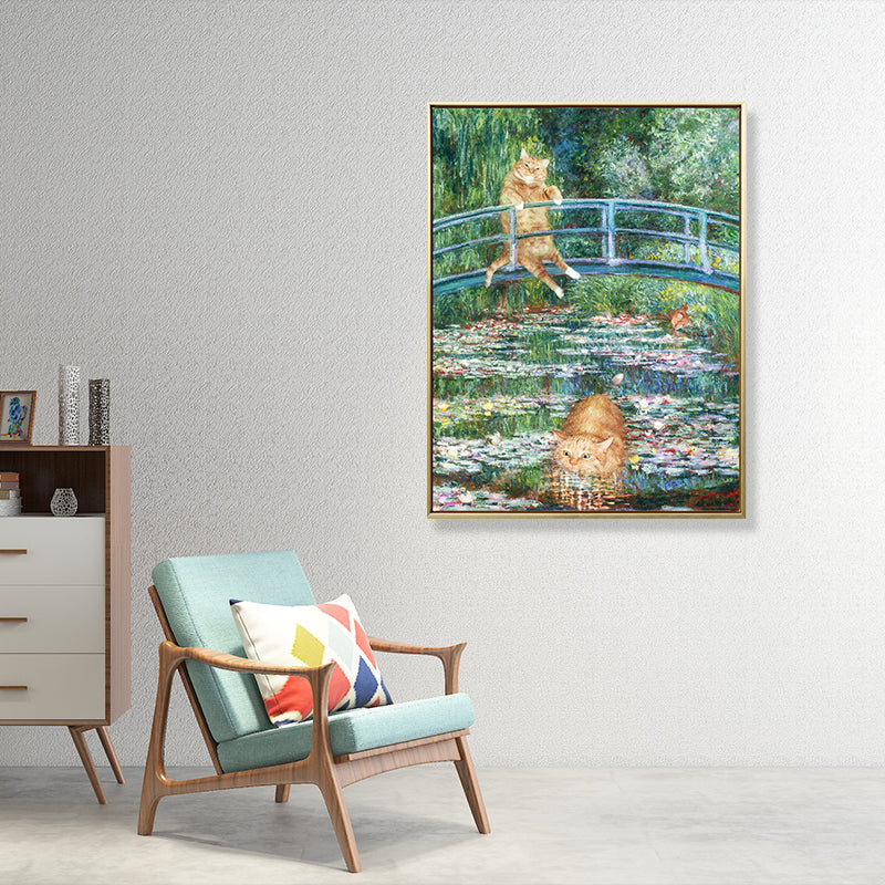 Spoof Painting Orange Cat Canvas Print Funky Textured Wall Art for Child Bedroom Clearhalo 'Arts' 'Canvas Art' 1859266