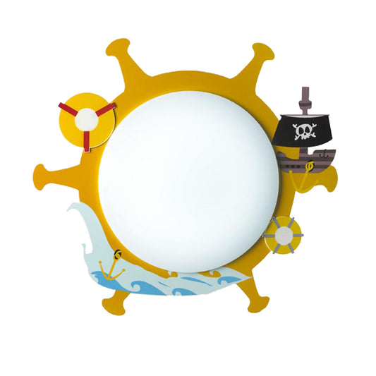 Rudder Child Bedroom Flush Ceiling Light with Ship Acrylic Nautical Style Ceiling Fixture in Yellow Clearhalo 'Ceiling Lights' 'Close To Ceiling Lights' 'Close to ceiling' 'Flush mount' Lighting' 185928