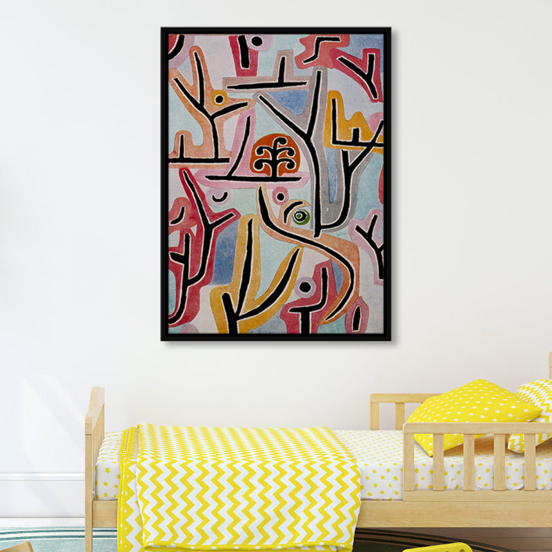 Labyrinth Pattern Canvas Wall Art for House Interior, Pink, Multiple Sizes Available Clearhalo 'Arts' 'Canvas Art' 1859371