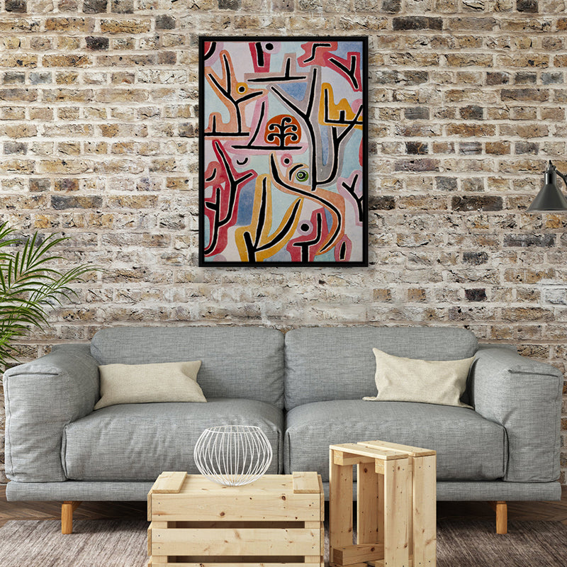 Labyrinth Pattern Canvas Wall Art for House Interior, Pink, Multiple Sizes Available Clearhalo 'Arts' 'Canvas Art' 1859372