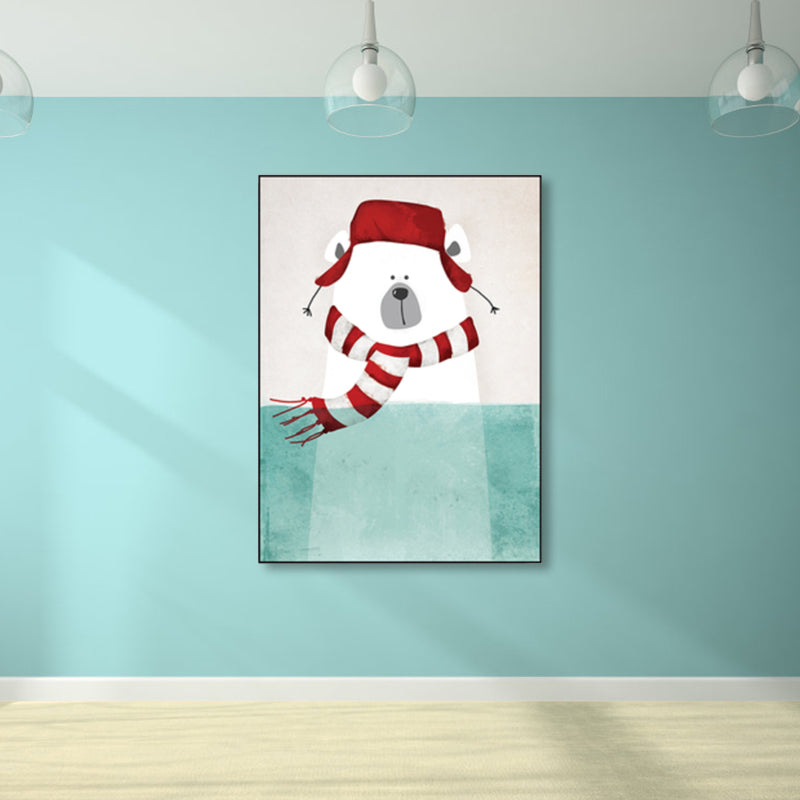 Cartoon Animal Wall Decor Pastel Color Children's Art Wrapped Canvas for Dining Room White Clearhalo 'Art Gallery' 'Canvas Art' 'Kids' Arts' 1859377